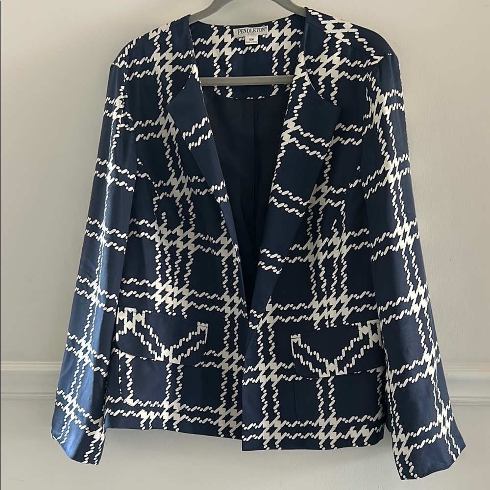 Pendleton Blue and White Tweed Blazer